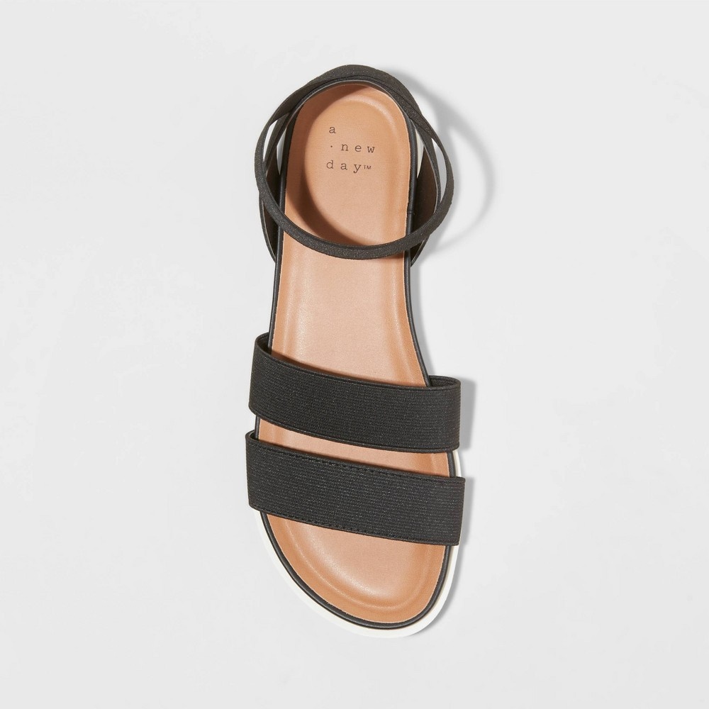 slide 3 of 4, Women's Esme Elastic Ankle Strap Sandals - A New Day Black 8.5, 1 ct