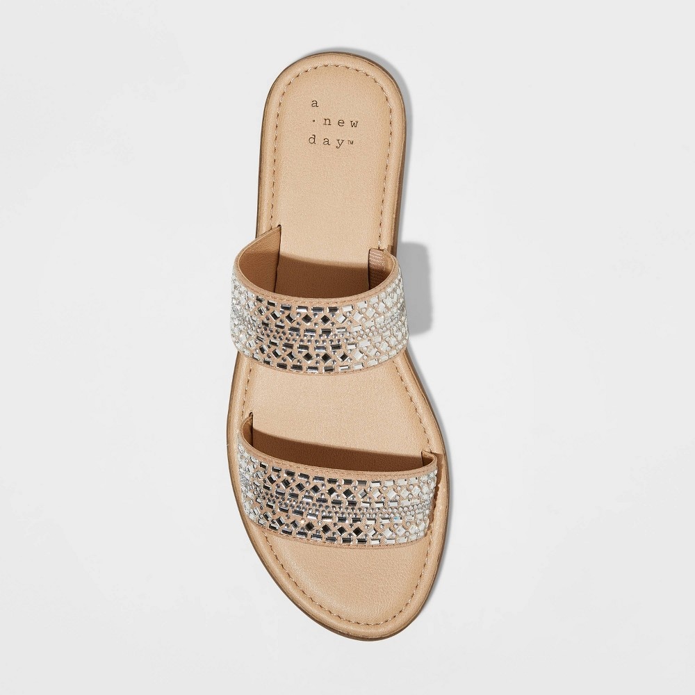 slide 3 of 3, Women's Kersha Embellished Slide Sandals - A New Day Taupe 9.5, 1 ct