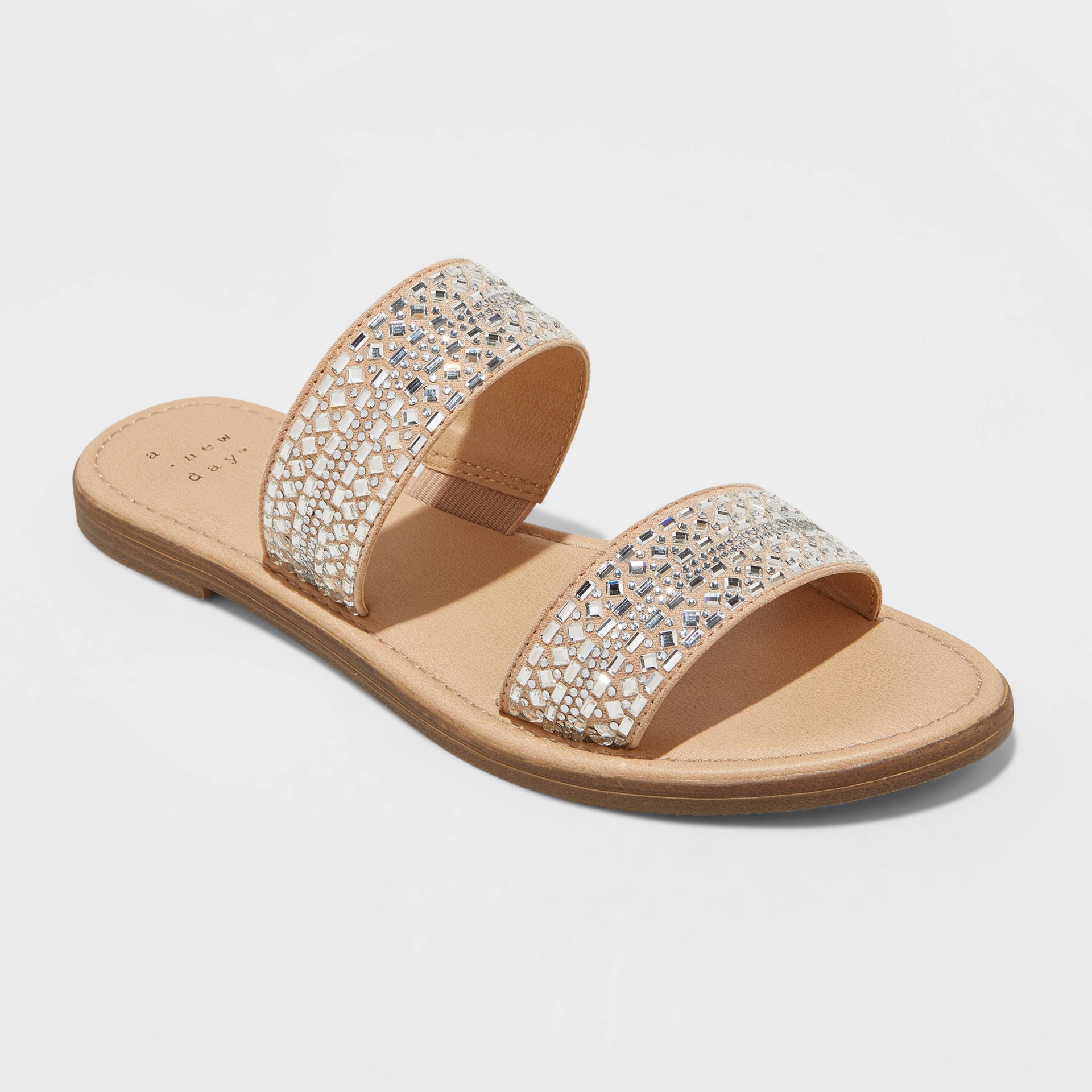 slide 1 of 3, Women's Kersha Embellished Slide Sandals - A New Day Taupe 9.5, 1 ct