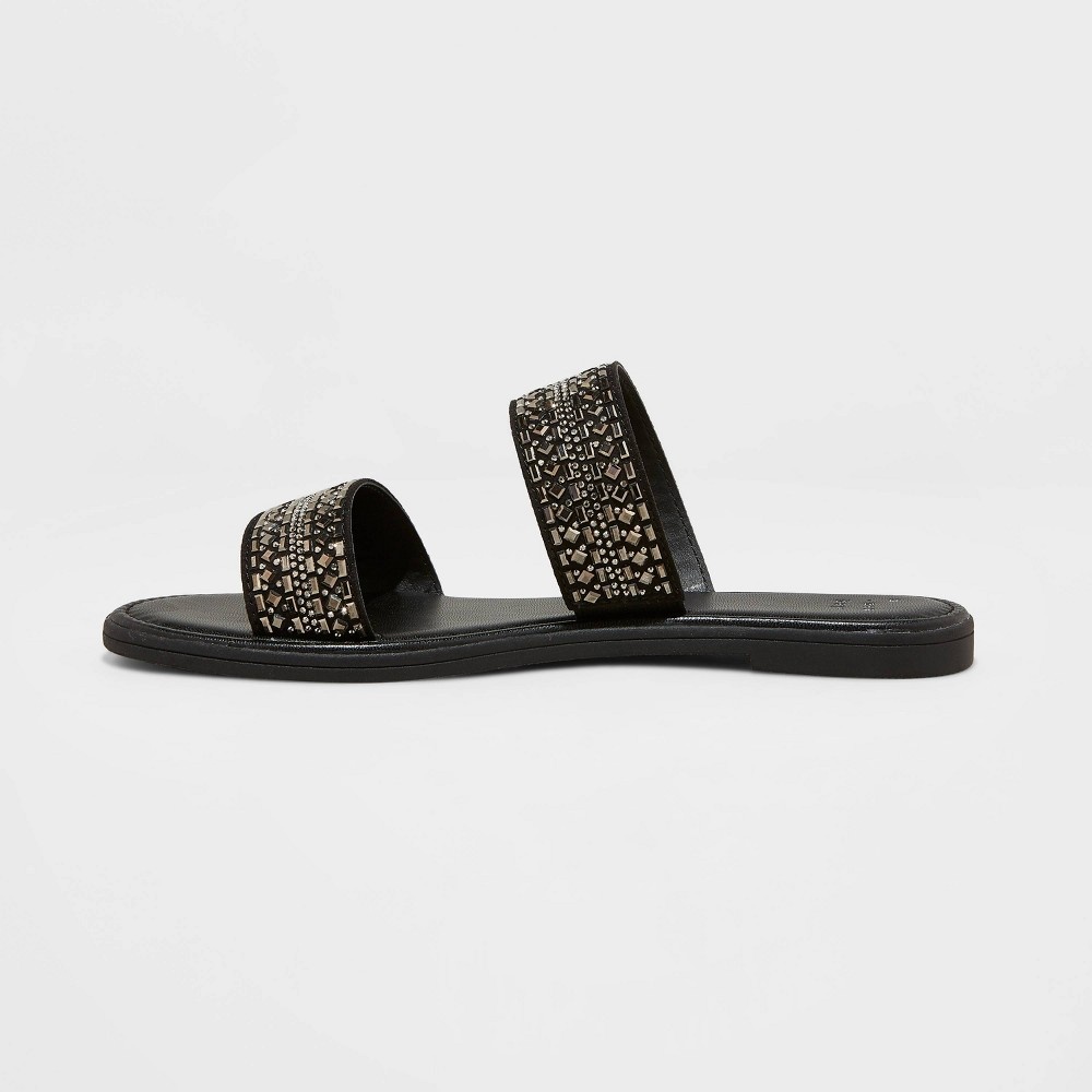 slide 2 of 3, Women's Kersha Embellished Slide Sandals - A New Day Black 7.5, 1 ct