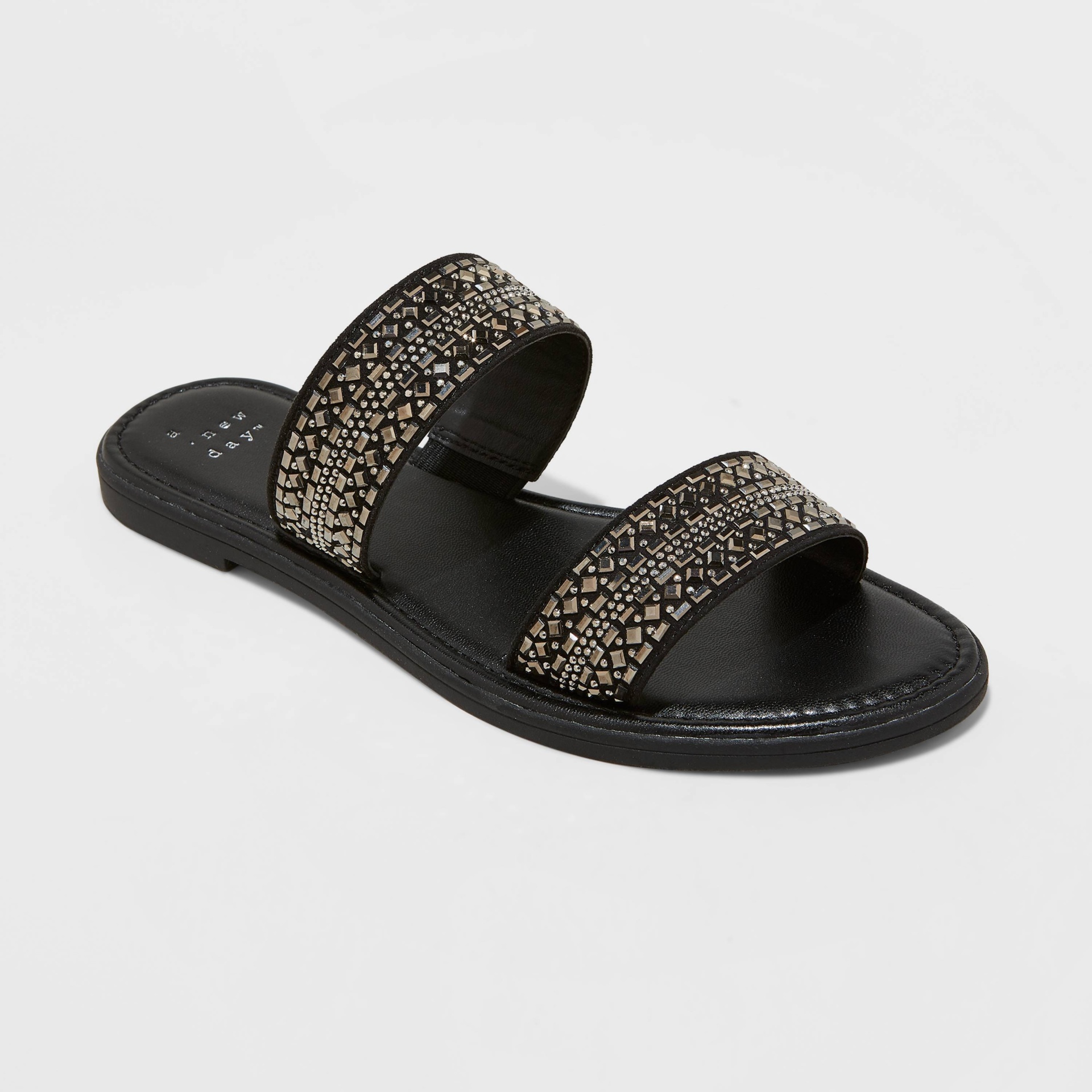 slide 1 of 3, Women's Kersha Embellished Slide Sandals - A New Day Black 7.5, 1 ct