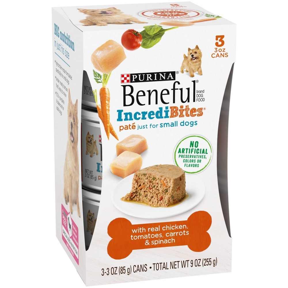 slide 5 of 6, Purina Beneful IndrediBites Pate Small Dog with Chicken Wet Dog Food, 3 oz, 3 ct