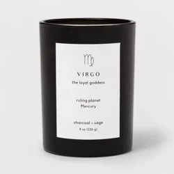 8oz Glass Jar Zodiac Virgo Candle Black - Threshold™