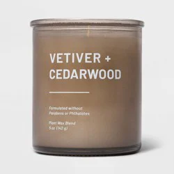Tinted Glass Vetiver + Cedarwood Jar Candle Light Brown 5oz - Threshold™: Scented, Machine-Poured, Modern Decor