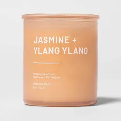 Tinted Glass Jasmine + Ylang Ylang Jar Candle Light Orange 5oz - Threshold™: Modern Traditional Decor, 25hr Burn Time