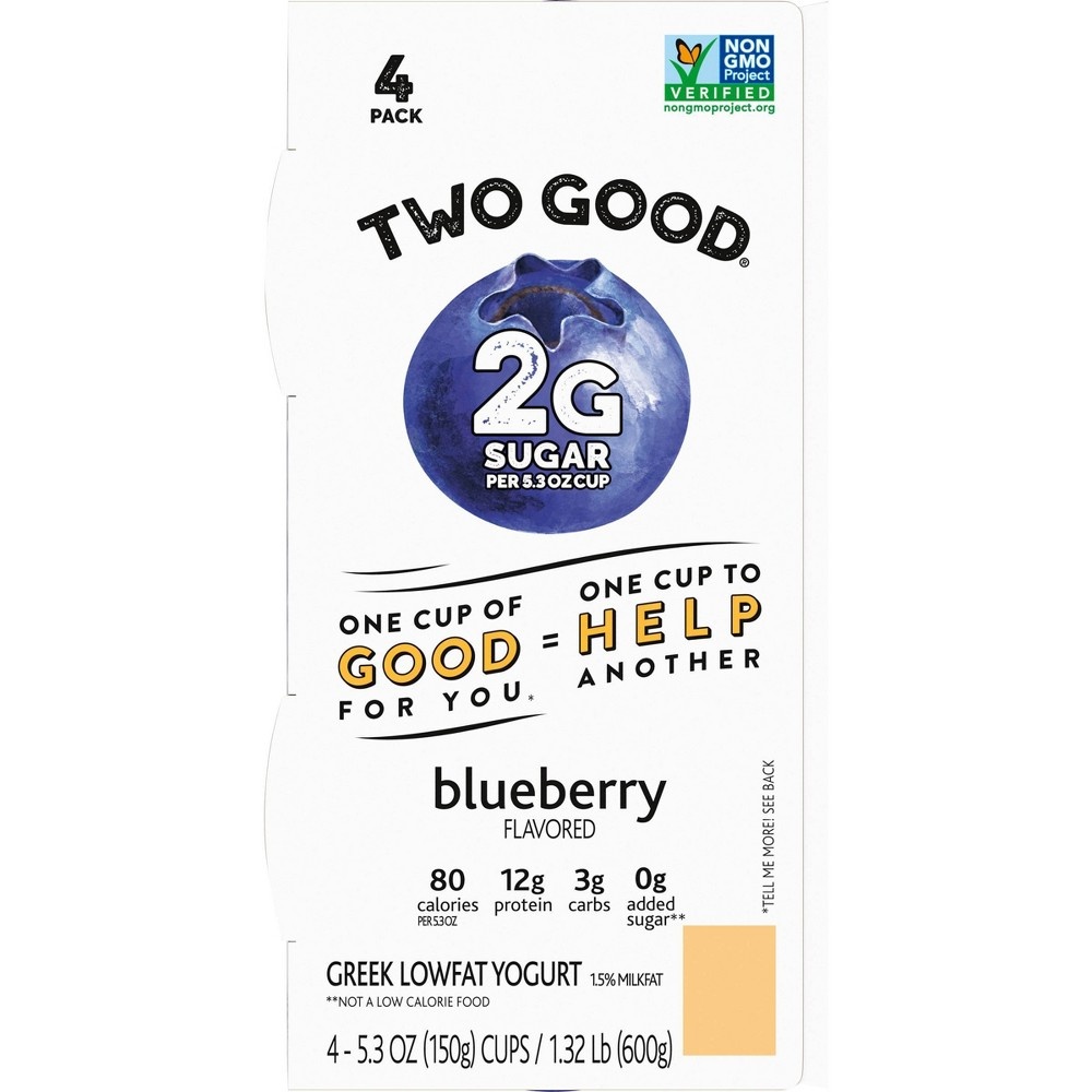 slide 5 of 5, DANNON Two Good Blueberry Greek Low Fat Yogurt, 4 ct, 5.3 oz