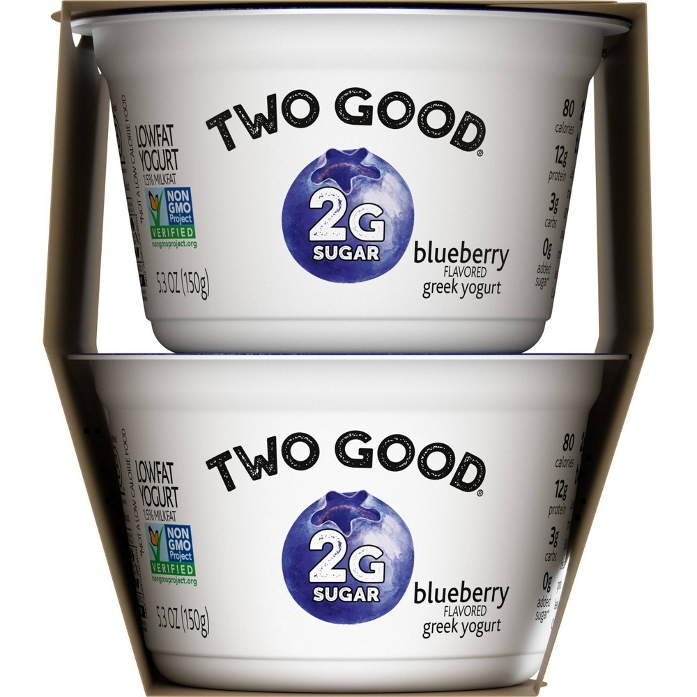 slide 3 of 5, DANNON Two Good Blueberry Greek Low Fat Yogurt, 4 ct, 5.3 oz