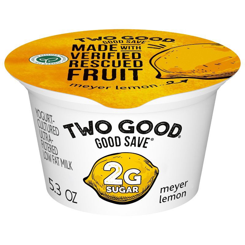 slide 1 of 1, Two Good Good Save Low Fat Lower Sugar Meyer Lemon Greek Yogurt - 5.3oz Cup, 5.3 oz