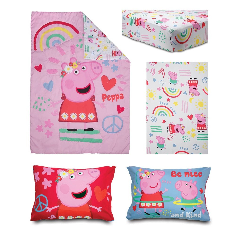 slide 3 of 7, Toddler Peppa Pig Bedding Set, 1 ct