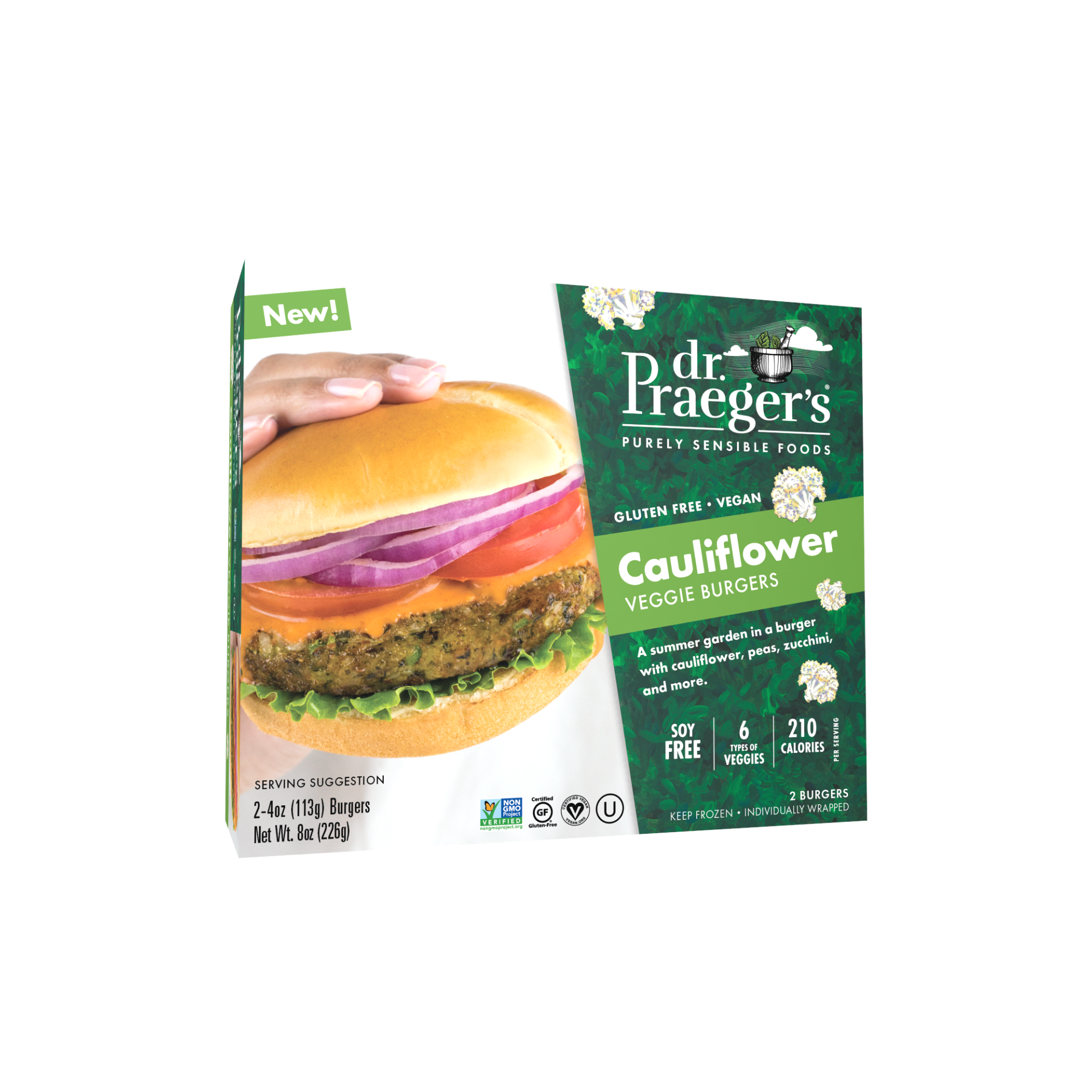 slide 1 of 1, Dr. Praeger's Cauliflower Veggie Burgers 2 - 4 oz Packs, 2 ct