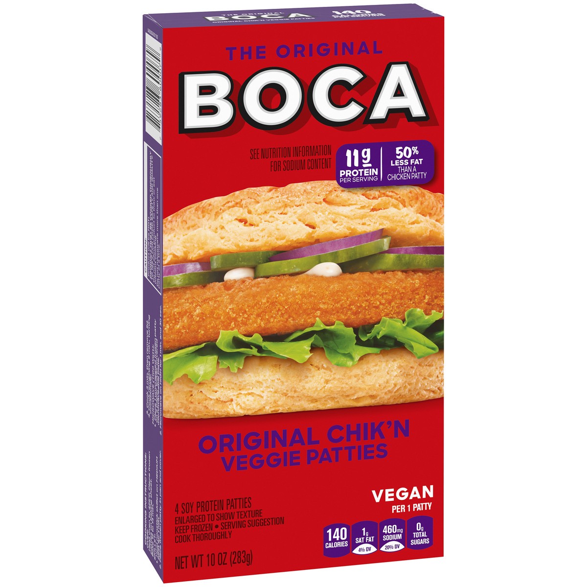 slide 6 of 9, BOCA Original Vegan Chik'n Veggie Patties, 4 ct Box, 4 ct