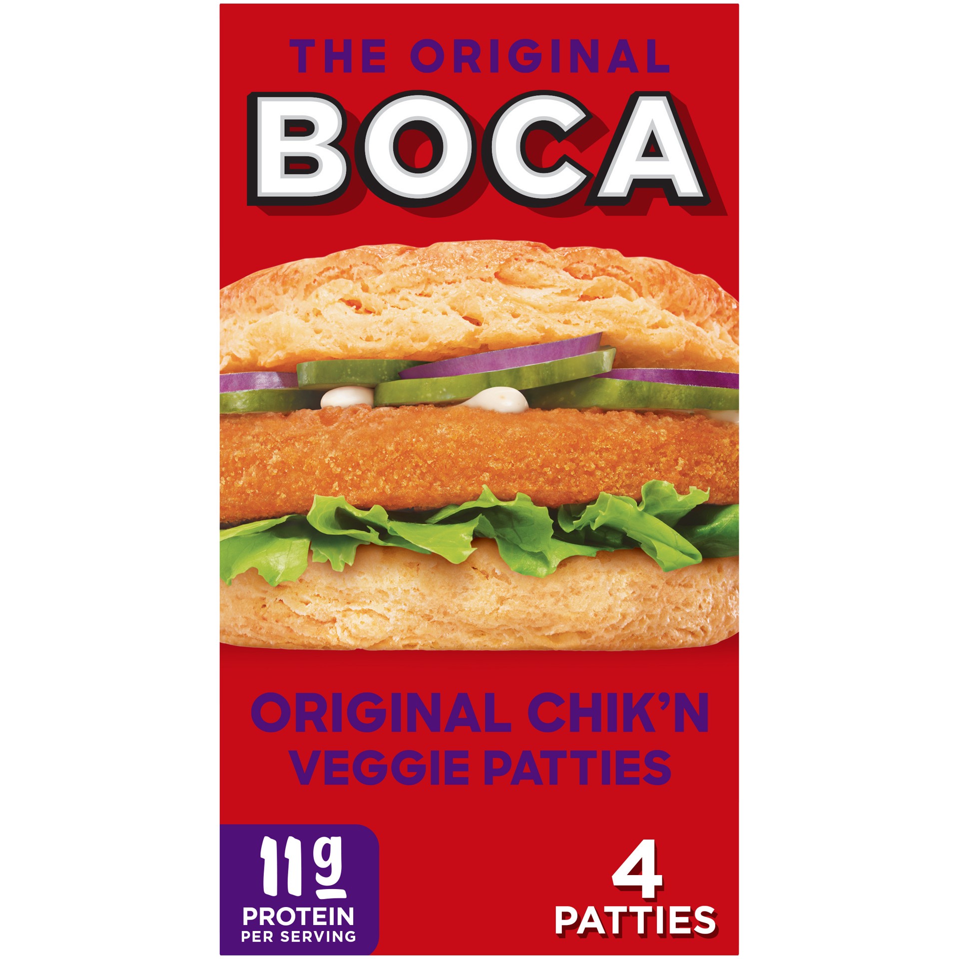 slide 1 of 9, BOCA Original Vegan Chik'n Veggie Patties, 4 ct Box, 4 ct