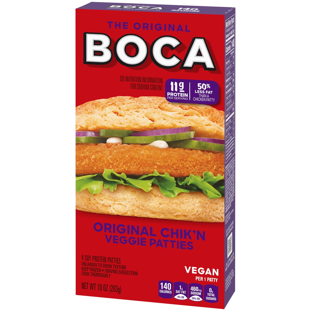 slide 2 of 9, BOCA Original Vegan Chik'n Veggie Patties, 4 ct Box, 4 ct