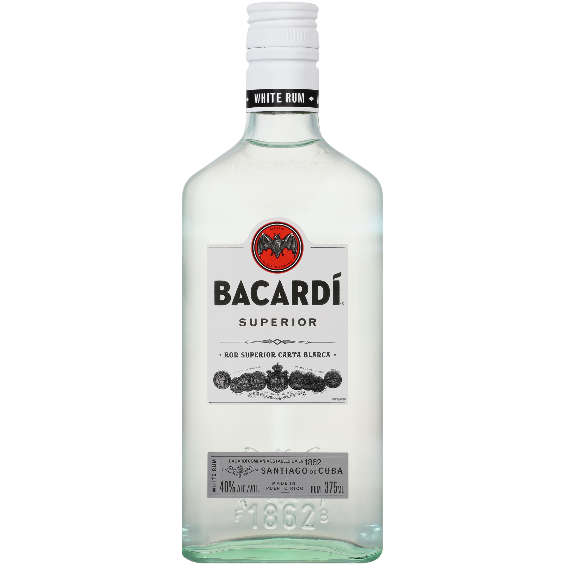 slide 1 of 19, Bacardí Bacardi Superior White Rum, Gluten Free 40% 37.5Cl/375Ml, 375 ml