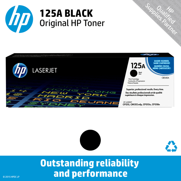 slide 2 of 5, HP 125A, Black Original Toner Cartridge (Cb540A), 1 ct