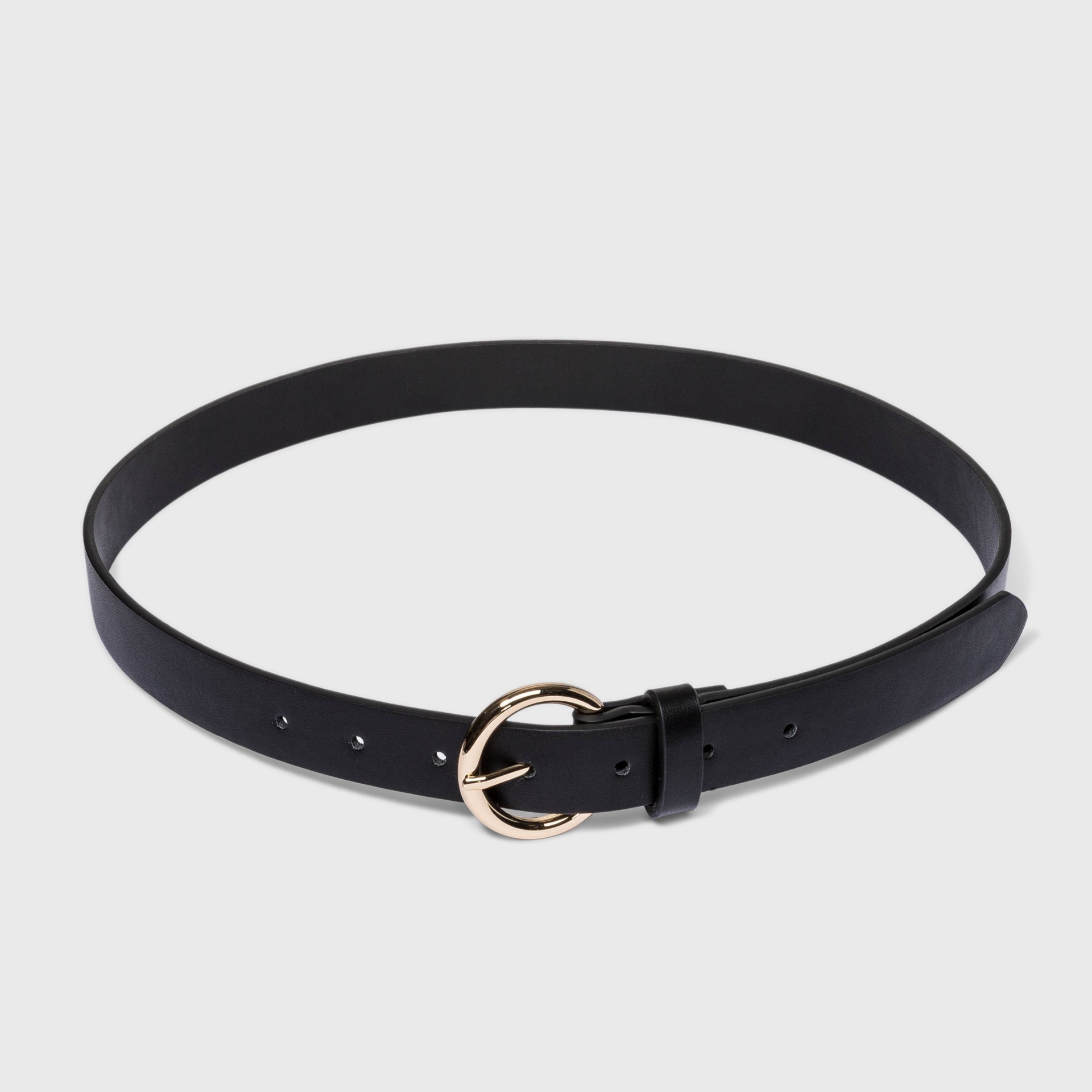 slide 1 of 2, Women's Round Buckle Belt - A New Day Black S, 1 ct