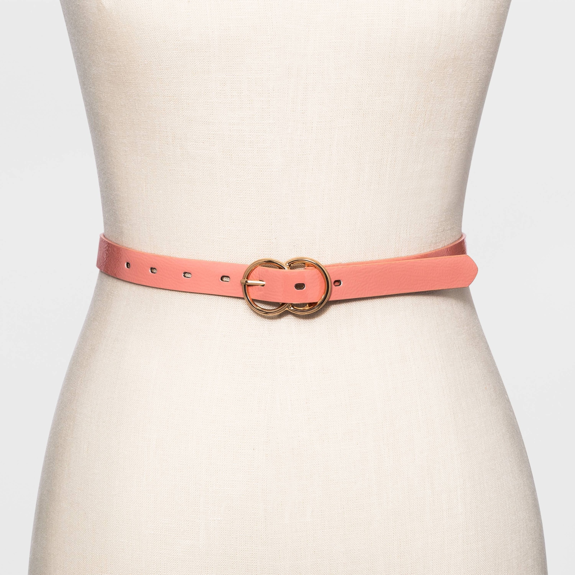slide 1 of 2, Women's Double Buckle Belt - A New Day Georgia Peach S, 1 ct