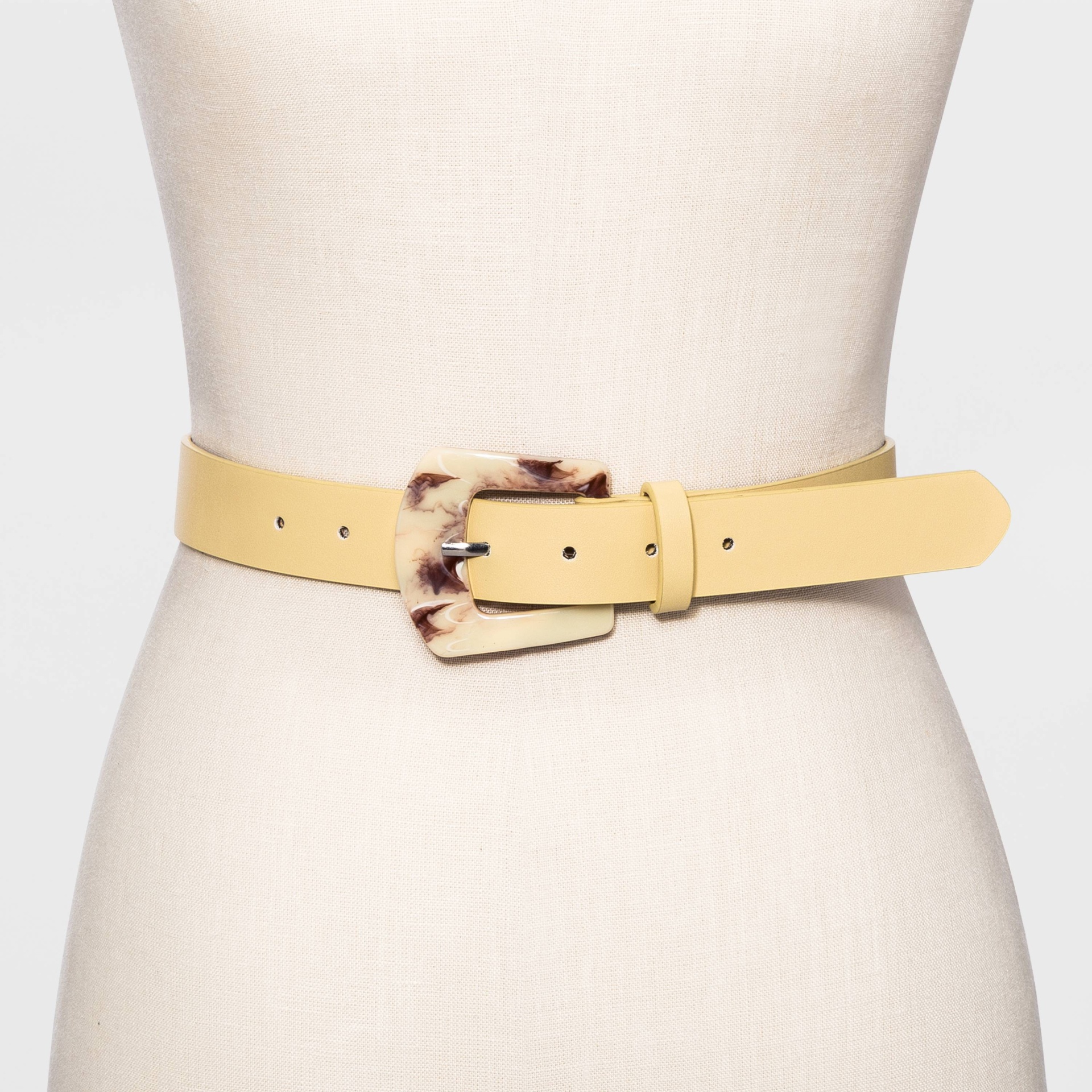 slide 1 of 2, Women's Buckle Belt - A New Day Yellow M, 1 ct