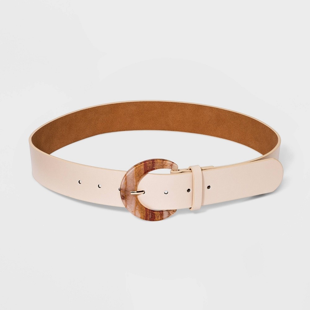 slide 2 of 2, Women's Buckle Belt - A New Day Nude S, 1 ct
