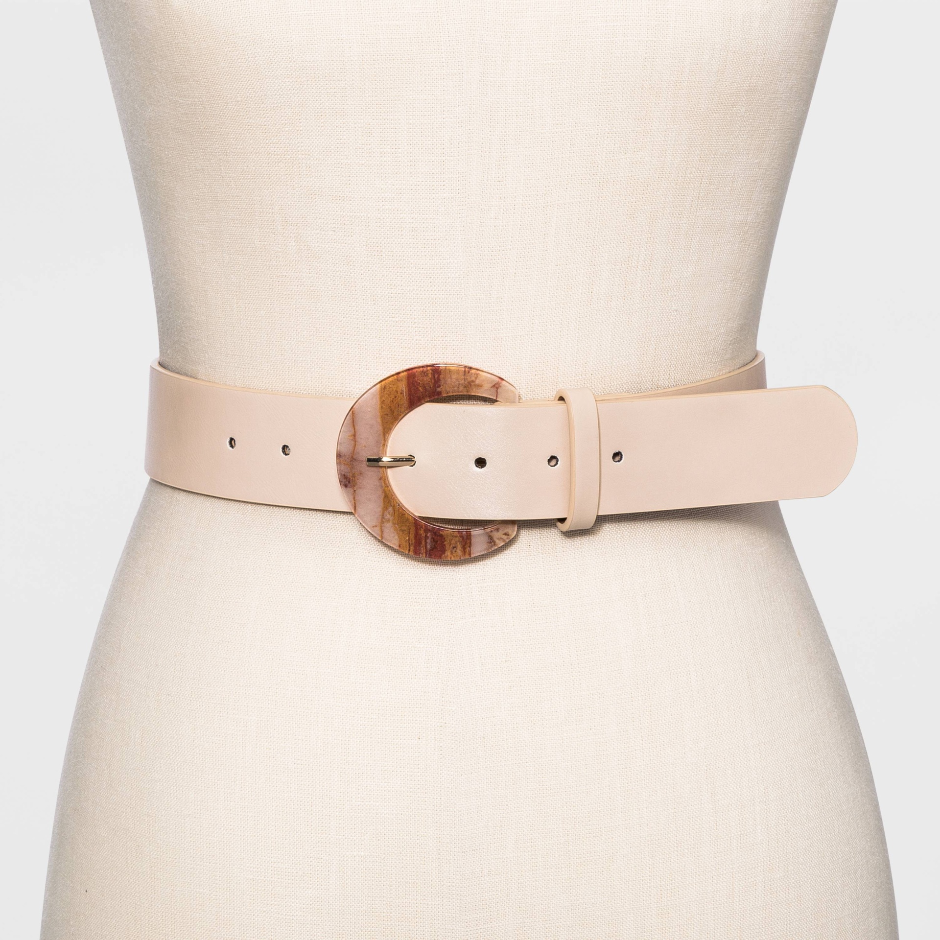 slide 1 of 2, Women's Buckle Belt - A New Day Nude S, 1 ct