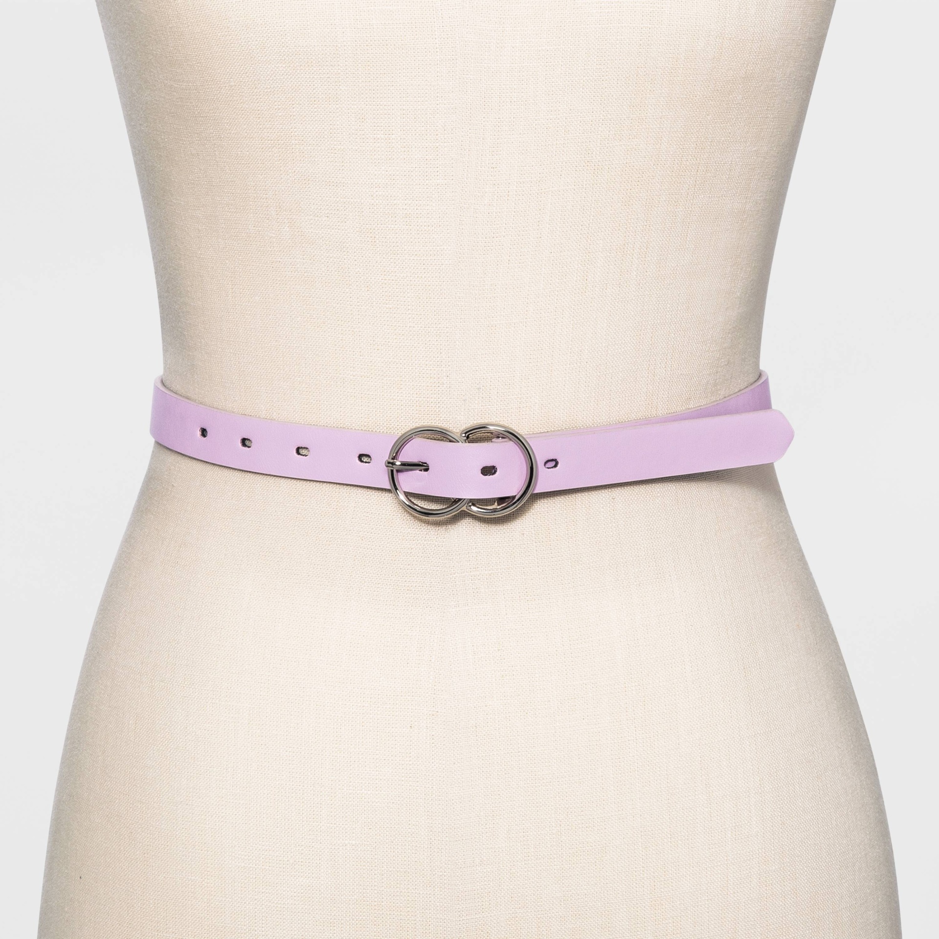 slide 1 of 2, Women's Double Buckle Belt - A New Day Lilac XXL, 1 ct