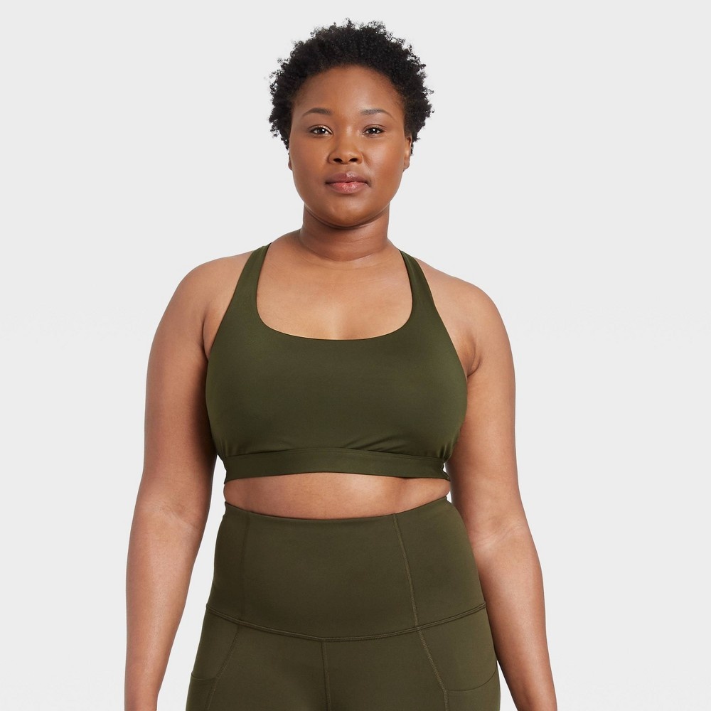 Women's Medium Support T-Back Bra - All in Motion Olive Green XS 1 ct