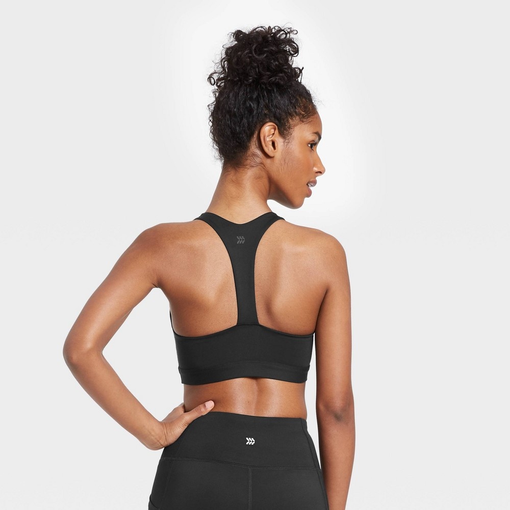 Women's Medium Support T-Back Bra - All in Motion Black M 1 ct