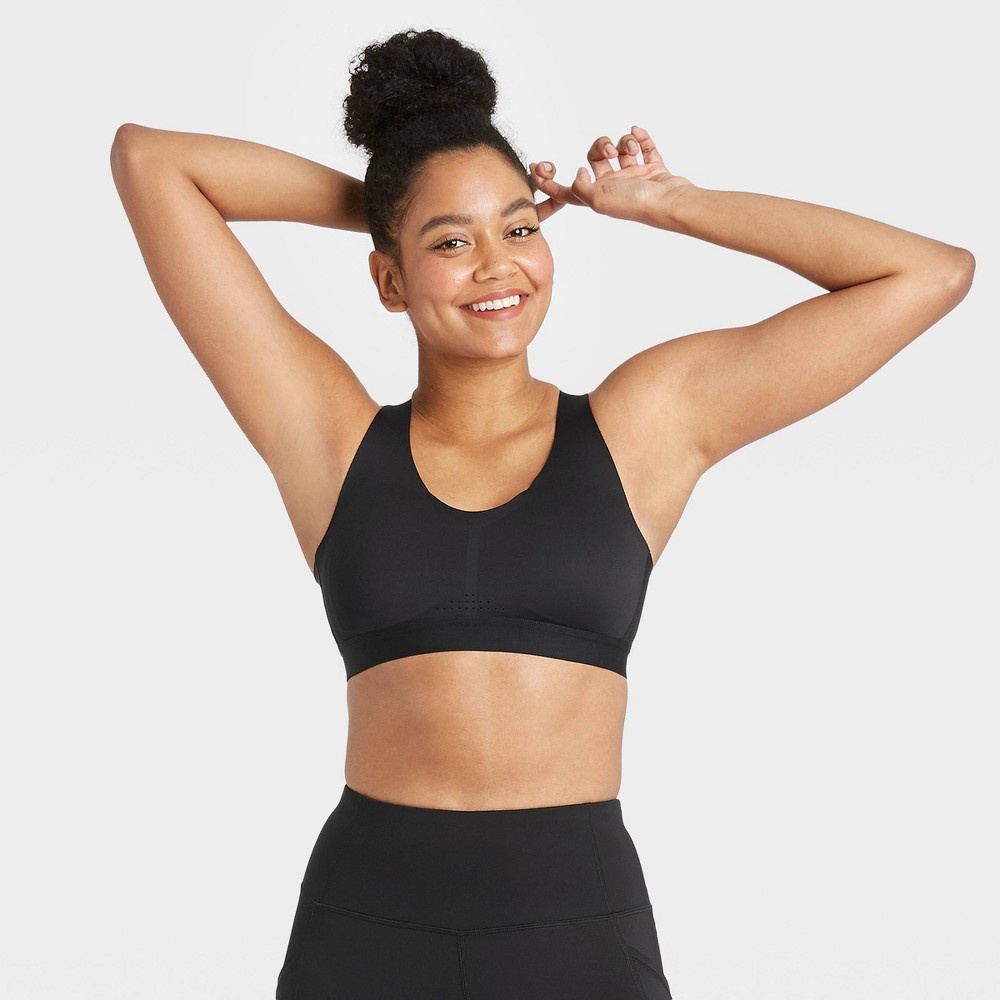Women's Medium Support Strappy Back Bonded Sports Bra - All in Motion Black  XL 1 ct
