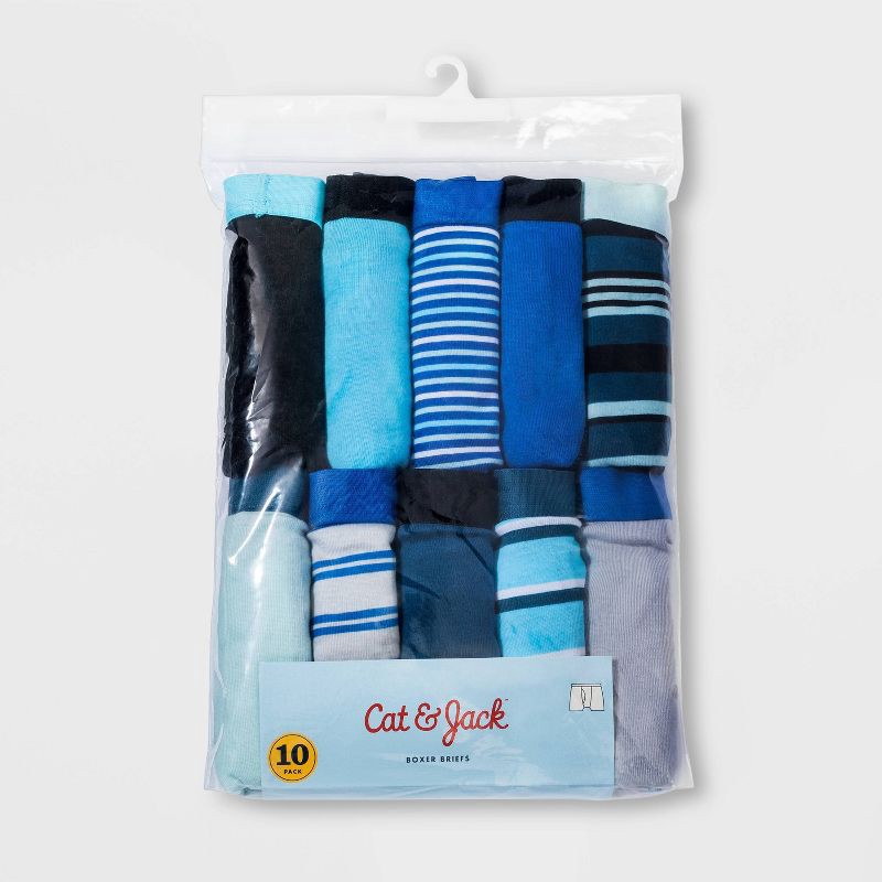 slide 2 of 2, Boys' 10pk Striped Boxer Briefs - Cat & Jack™ XS, 10 ct