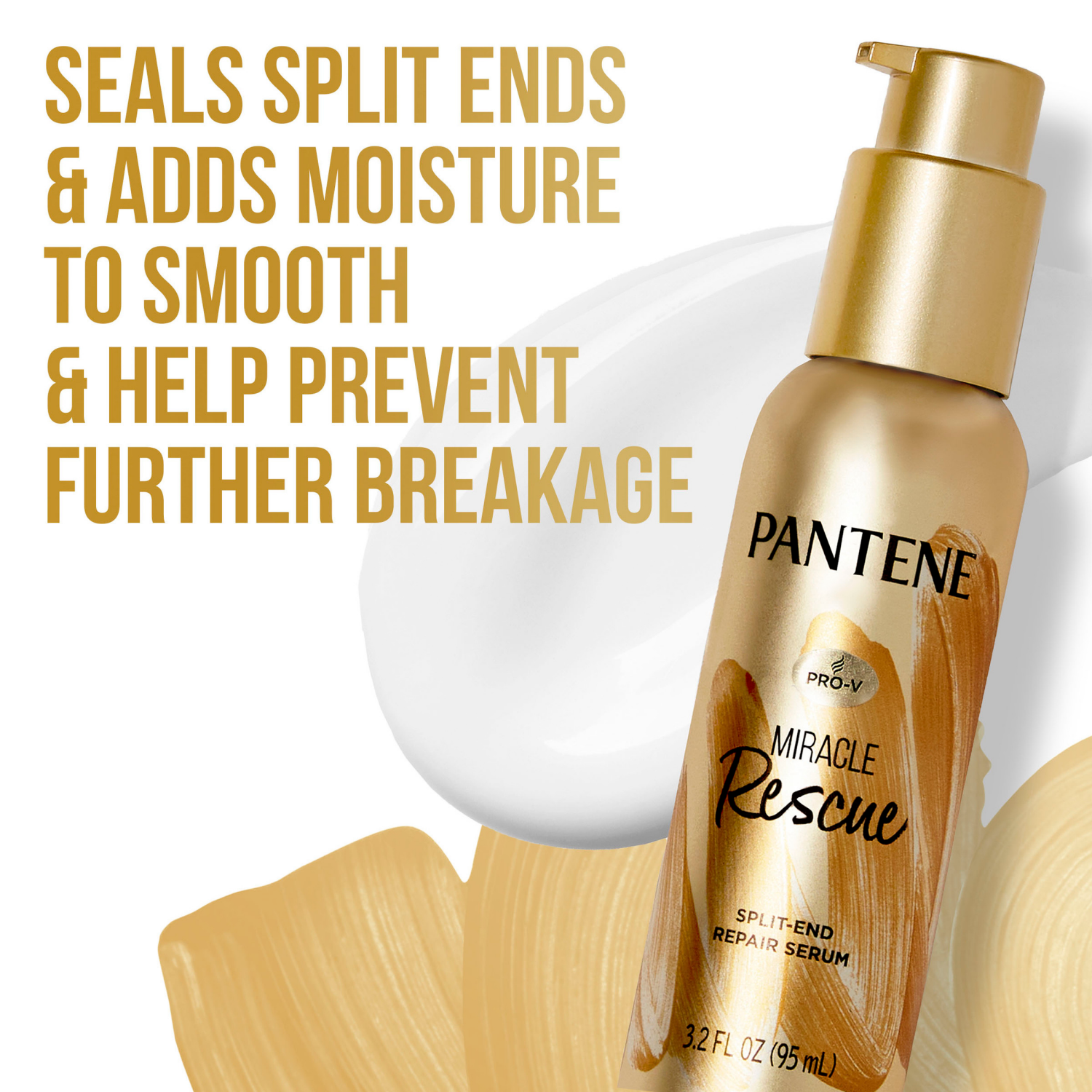 slide 4 of 5, Pantene Hair Serum, Split Ends Hair Treatment, for Frizzy and Damaged Hair No scent, 3.2 fl oz