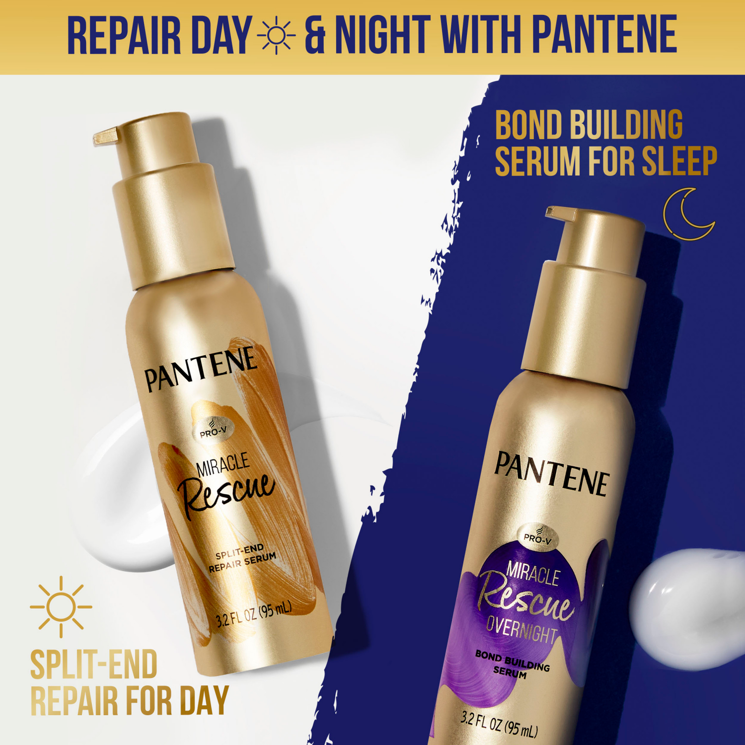 slide 5 of 5, Pantene Hair Serum, Split Ends Hair Treatment, for Frizzy and Damaged Hair No scent, 3.2 fl oz