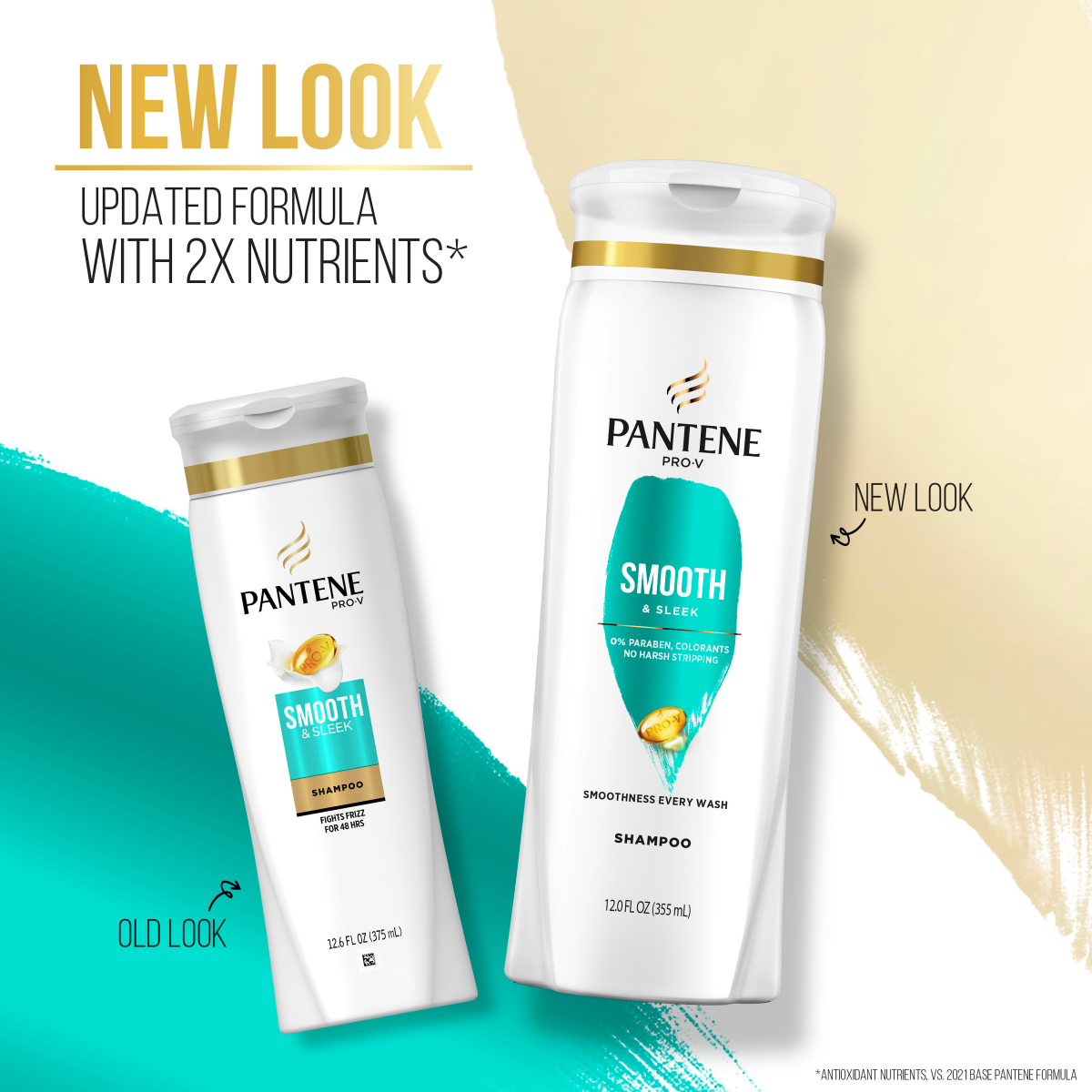 slide 9 of 29, PANTENE PRO-V Smooth & Sleek Shampoo + Conditioner, Dual Pack, Shampoo 12oz/Conditioner 10.4oz, 1 ct