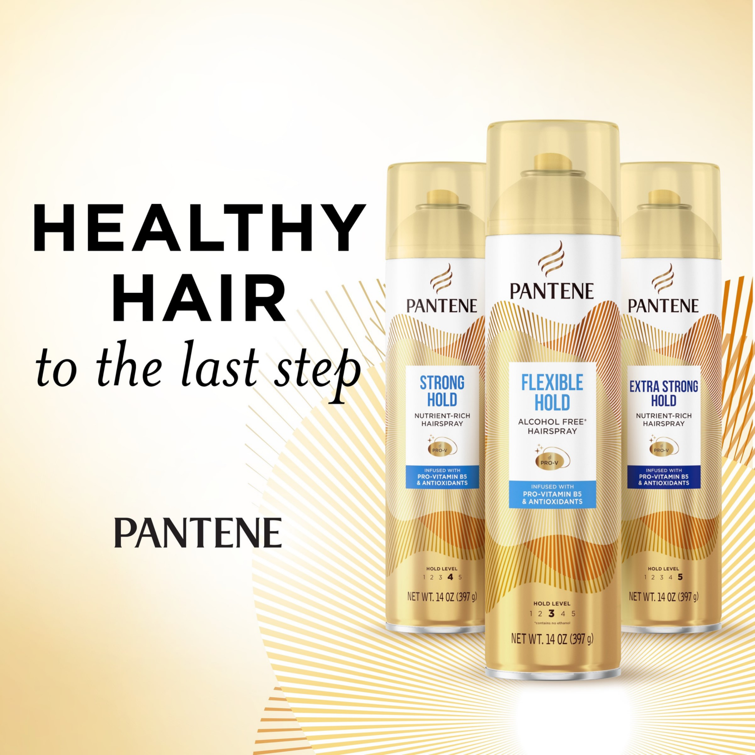 slide 2 of 8, Pantene Flexible Hold Alcohol-Free Hairspray, Level 3, With Pro-Vitamin B5 And Antioxidants, 14 Oz, 14 oz