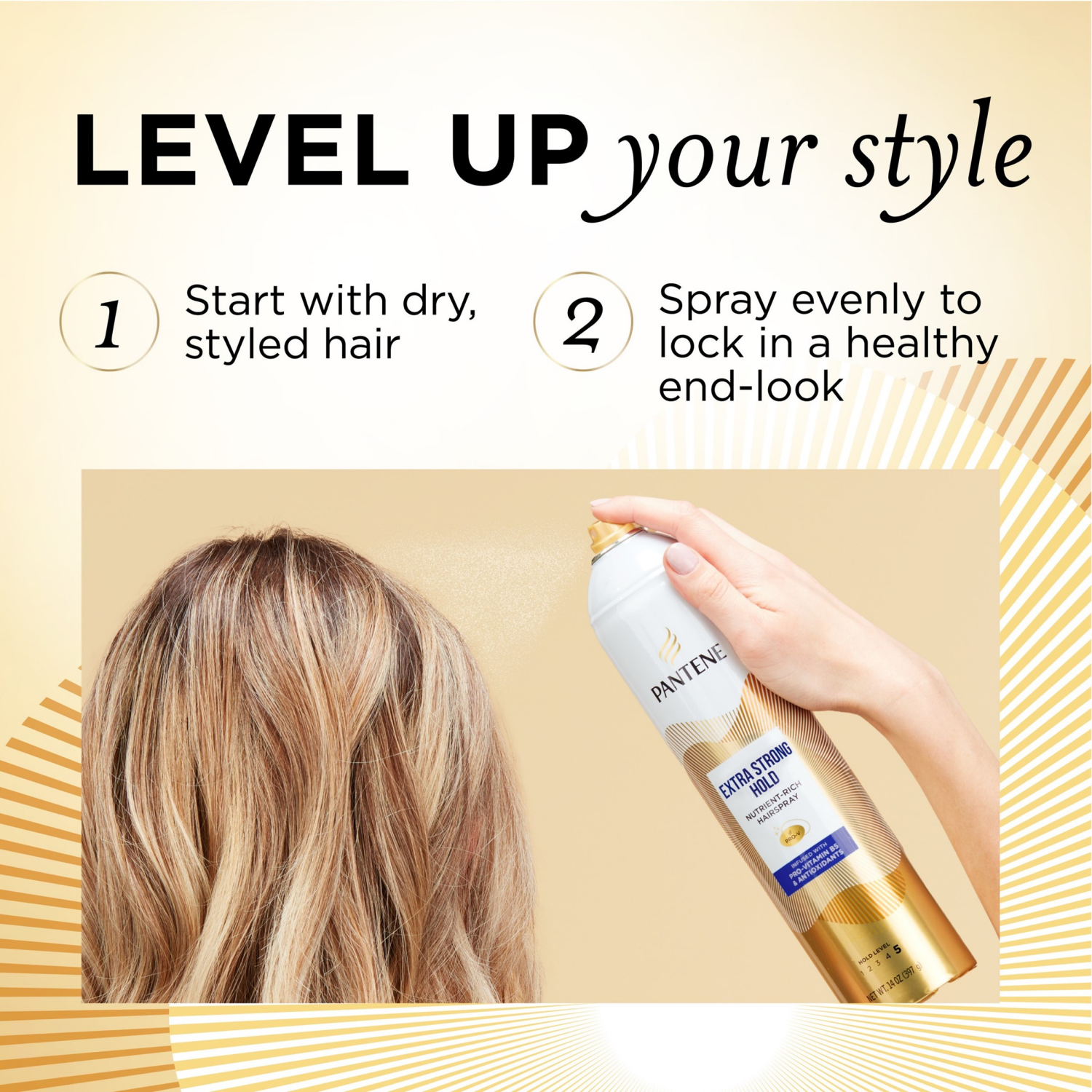 slide 8 of 8, Pantene Extra Strong Hold Hairspray, Level 5, 14 oz
