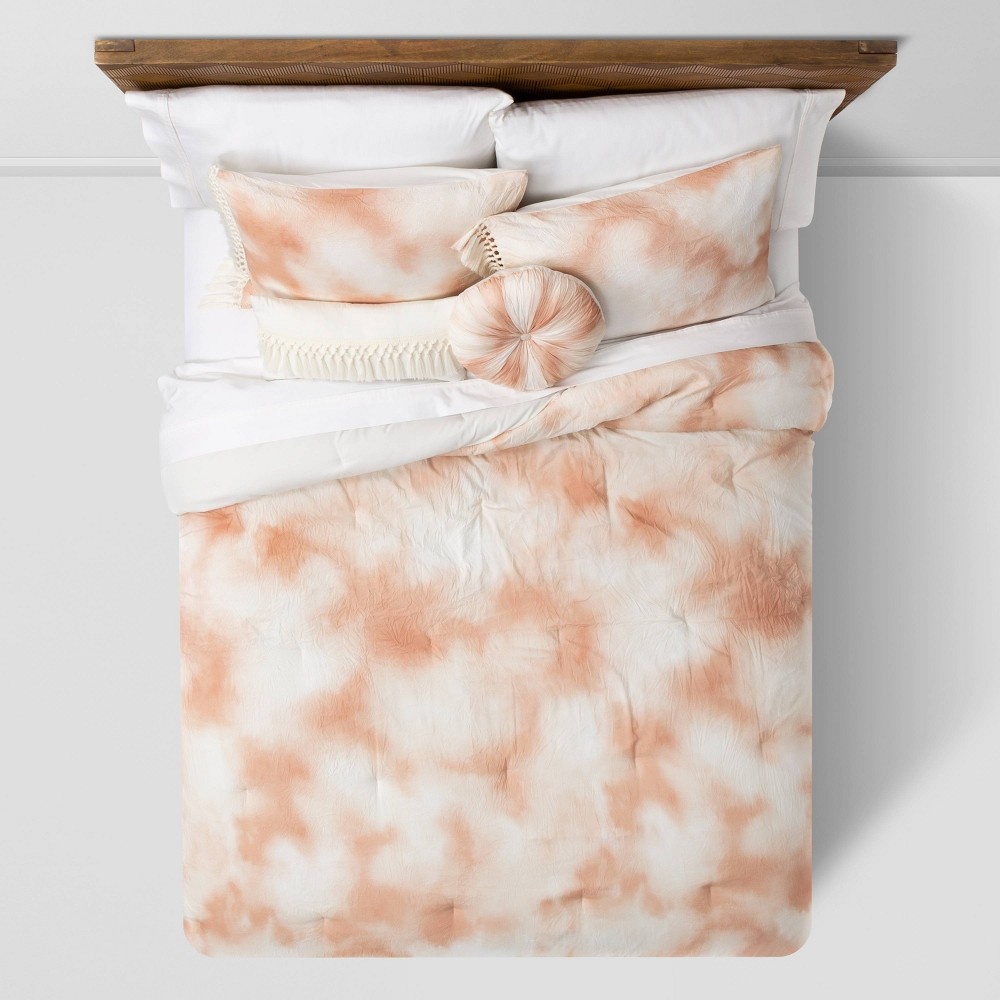 Twin/Twin XL 4pc Tanna Tie Dye Comforter Set Peach Opalhouse 1 ct Shipt