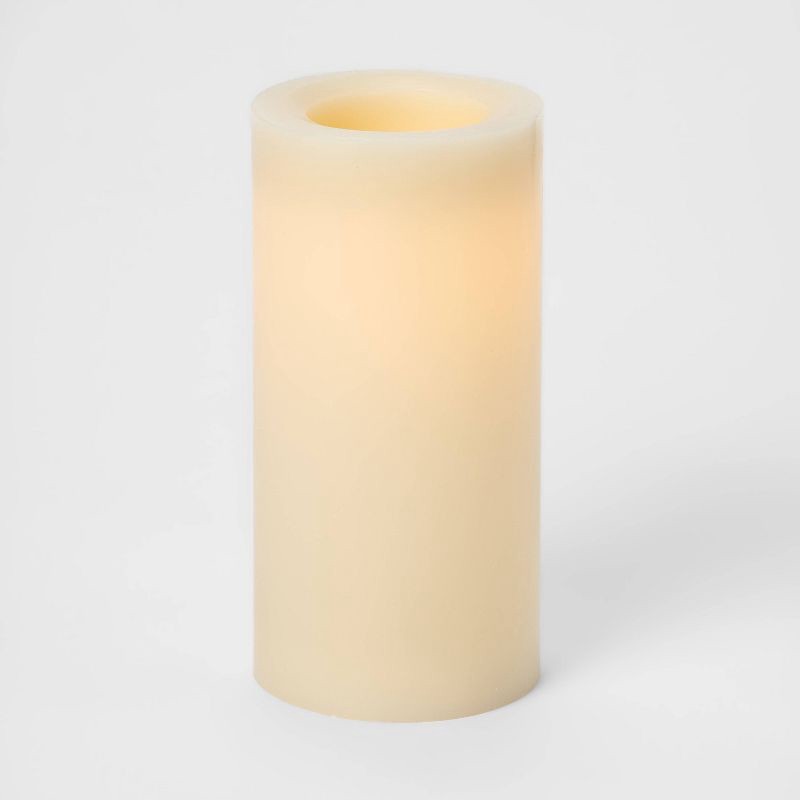slide 3 of 3, 8" x 4" LED Flameless Black Wick Candle Cream - Threshold™: Wax, Home Decor, No Flame, 1 ct
