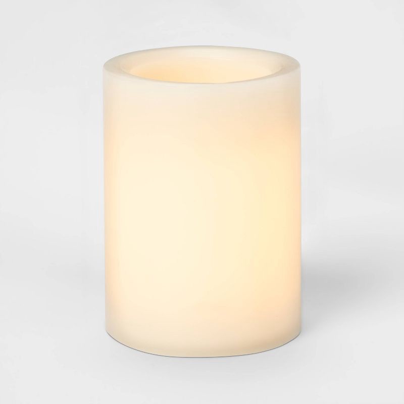 slide 3 of 3, 4" x 3"LED Flameless Black Wick Candle Cream - Threshold™, 1 ct