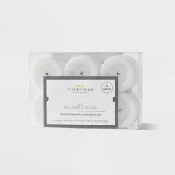 6pk LED Tealight Flameless Black Wick Candles White - Threshold™: Battery-Operated, Wax & Plastic