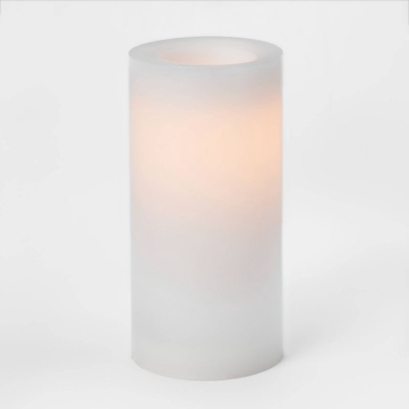 slide 3 of 3, 8" x 4" LED Flameless Black Wick Candle White - Threshold™, 1 ct