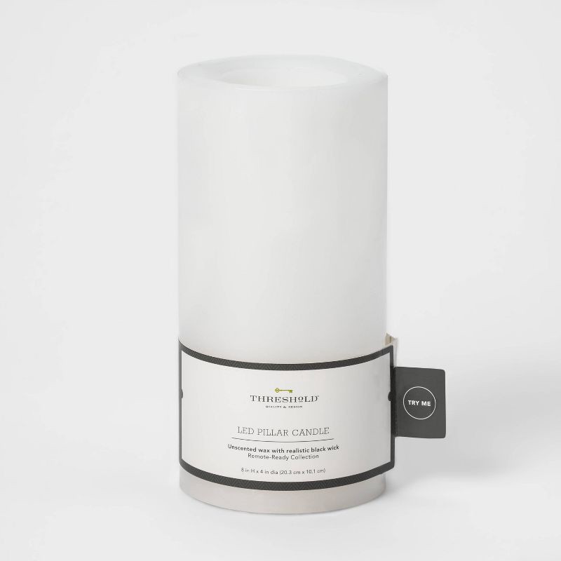 slide 1 of 3, 8" x 4" LED Flameless Black Wick Candle White - Threshold™, 1 ct