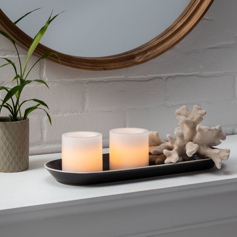 slide 2 of 3, 2pk 3" x 3" LED Flameless Black Wick Candles White - Threshold™: Wax Pillar, Battery Operated, Decorative, 2 ct