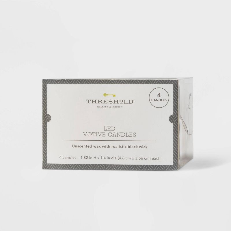 slide 3 of 3, 1.82" x 1.4" 4pk LED Votive Flameless Black Wick Candle Cream - Threshold™: Tea Lights, Safe Decor, 4 ct
