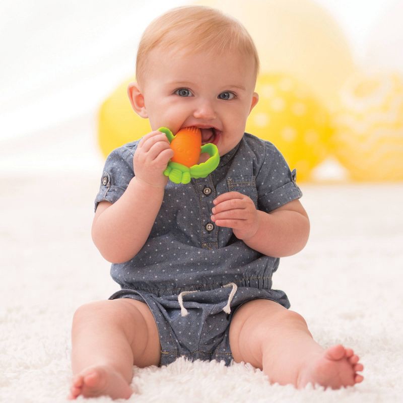 slide 2 of 4, Infantino Little Nibbles Textured Silicone Teether - Carrot, 1 ct
