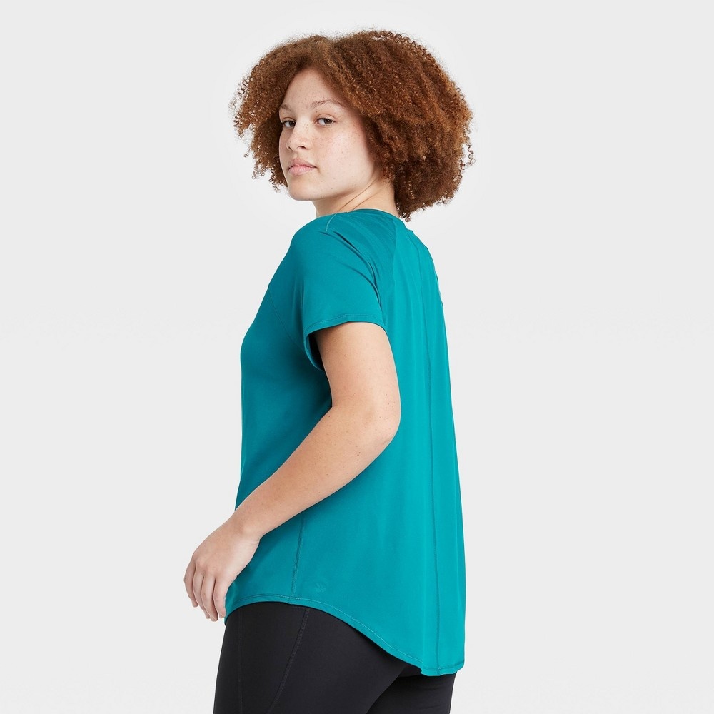 Women's Essential Crewneck Short Sleeve T-Shirt - All in Motion Teal XS 1  ct