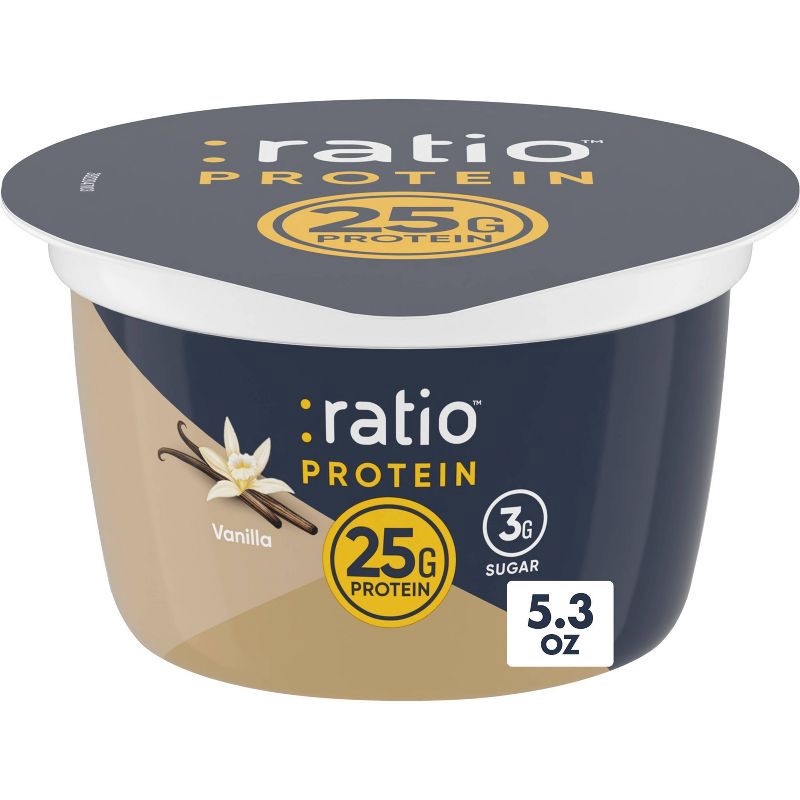 slide 1 of 8, :ratio PROTEIN Vanilla Greek Yogurt Cultured Dairy Snack Cup - 25g Protein 5.3oz, 25 gram, 5.3 oz