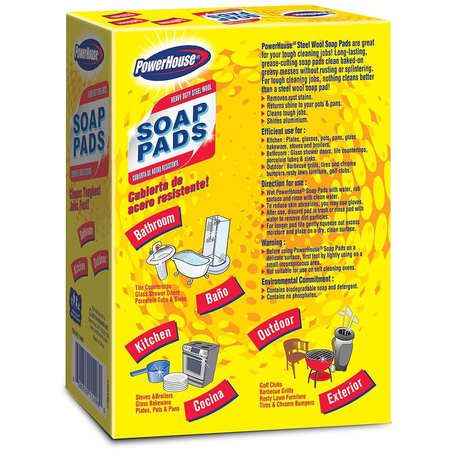 slide 2 of 2, PowerHouse Heavy Duty Steel Wool Soap Pads 8 ea, 8 ct