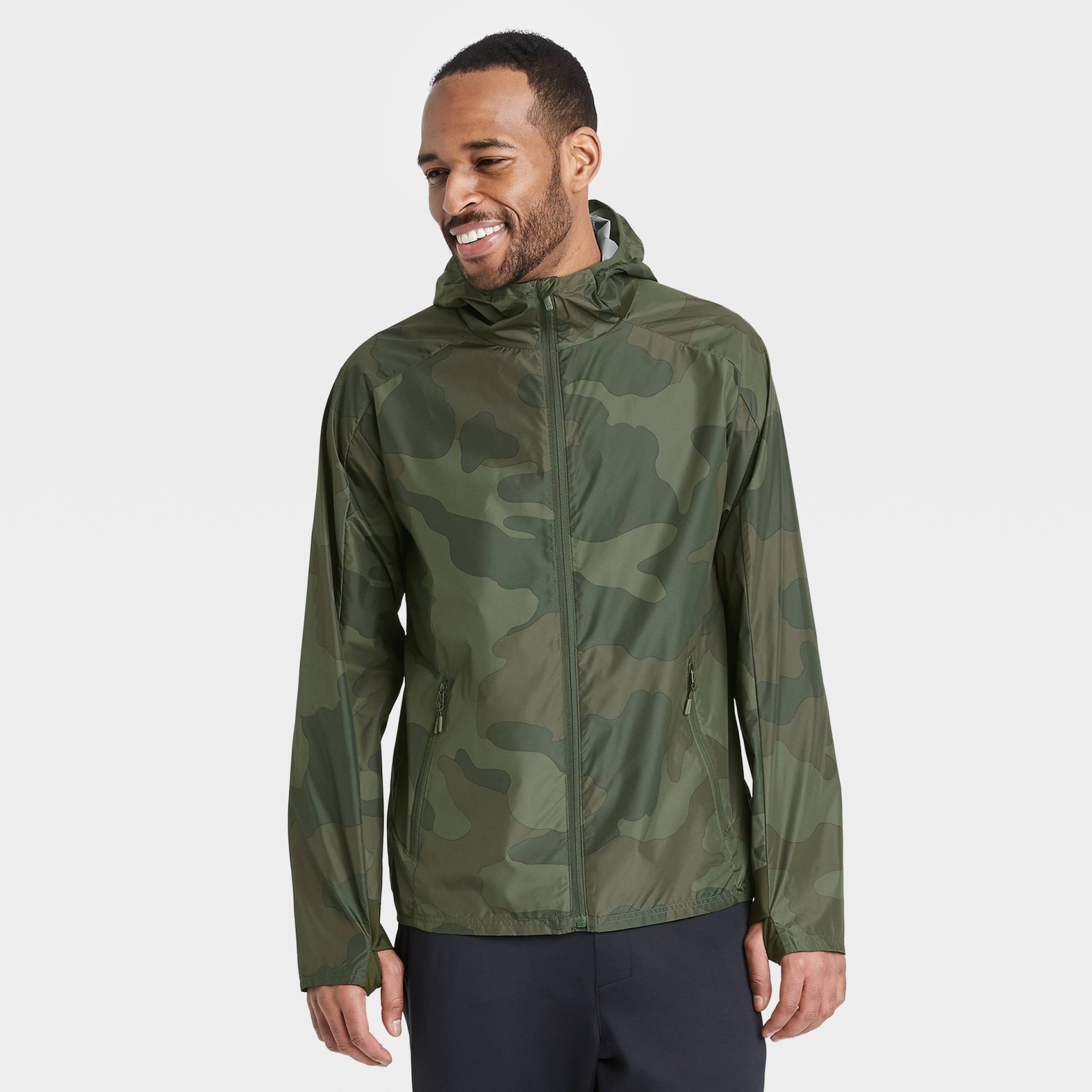 Olive green sale windbreaker mens