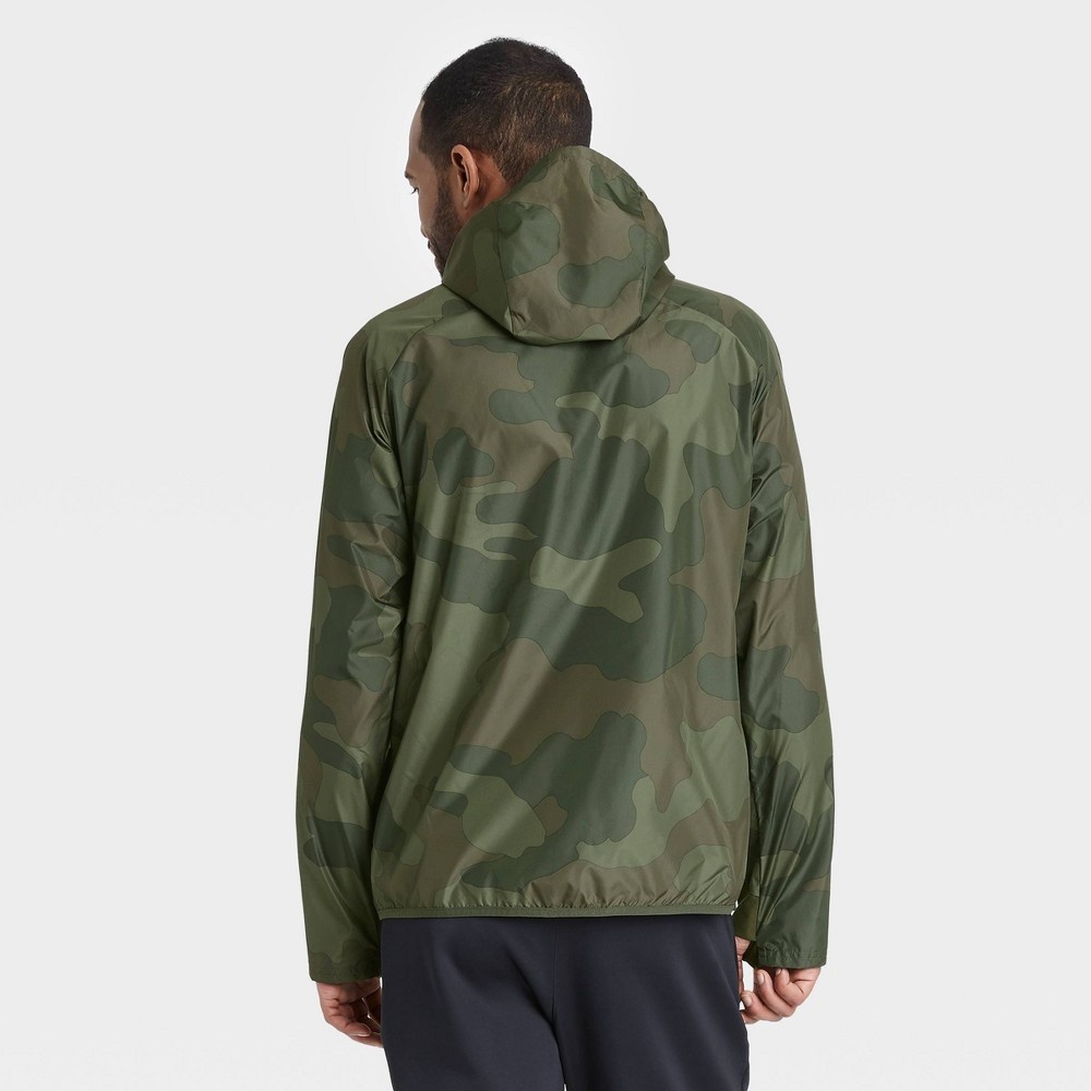 Men's Camo Print Windbreaker Jacket - All in Motion Olive Green L 1 ct ...