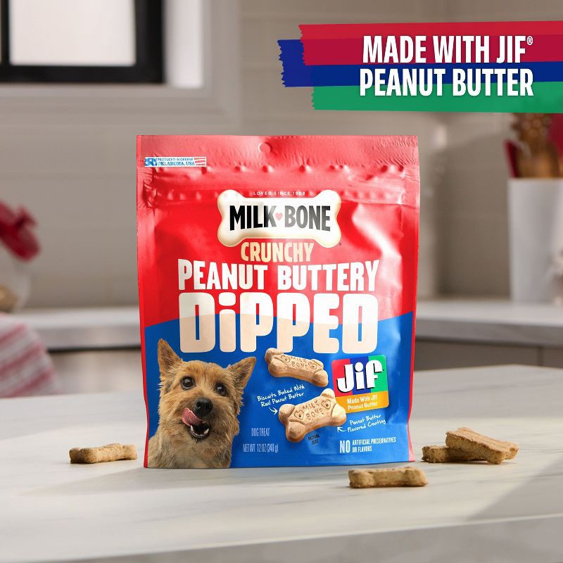slide 3 of 6, Milk-Bone Dipped Peanut Butter Crunchy Dog Treats - 12oz, 12 oz