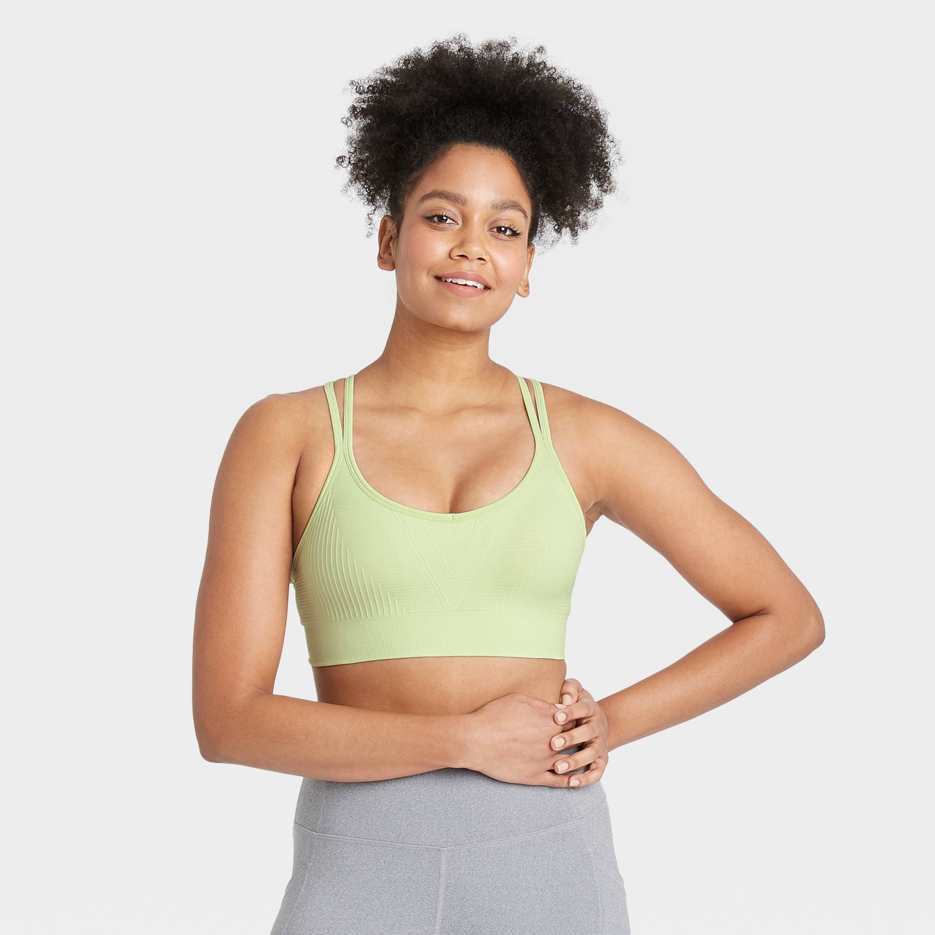Women's Medium Support Ribbed Seamless Bra - All in Motion Light Mint S 1  ct